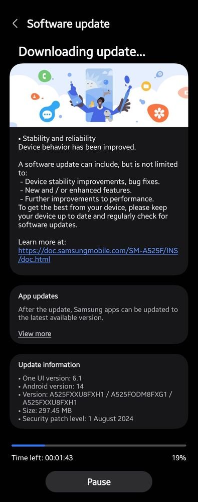 Galaxy A52 August Update